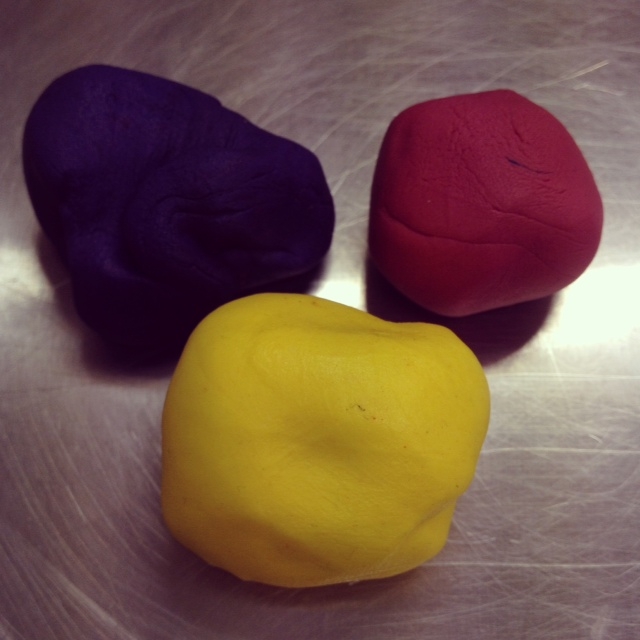 Three examples of fondant balls using Melbourne Food Depot tylose and  Colours